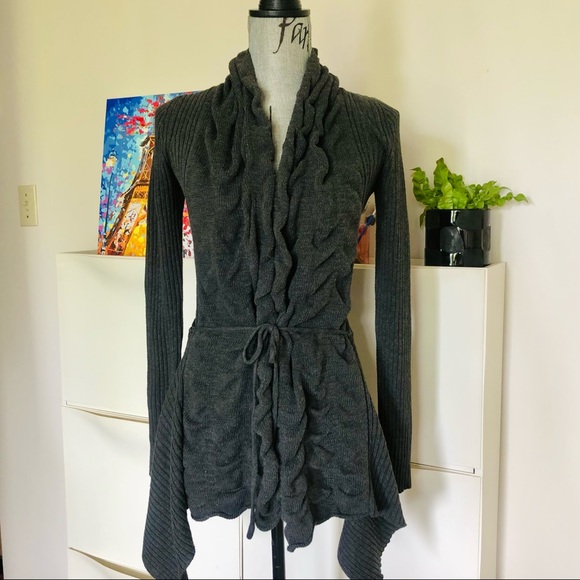 Stretchable Open Front Shaped Knit Cardigan - Picture 1 of 13